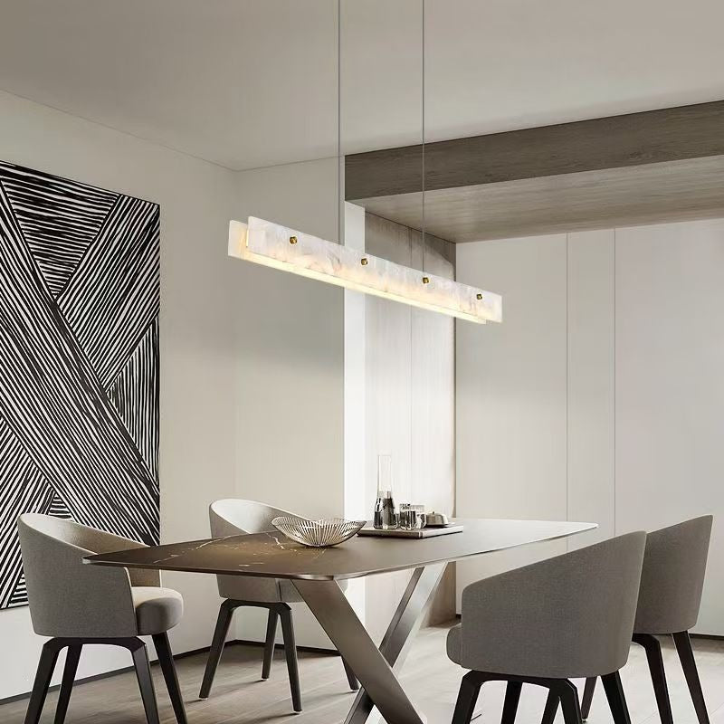 Nordic light luxury designer modern minimalist linear island table office study lamp minimalist restaurant marble chandelier