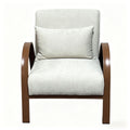 Wide armrest - white chenille + walnut frame
