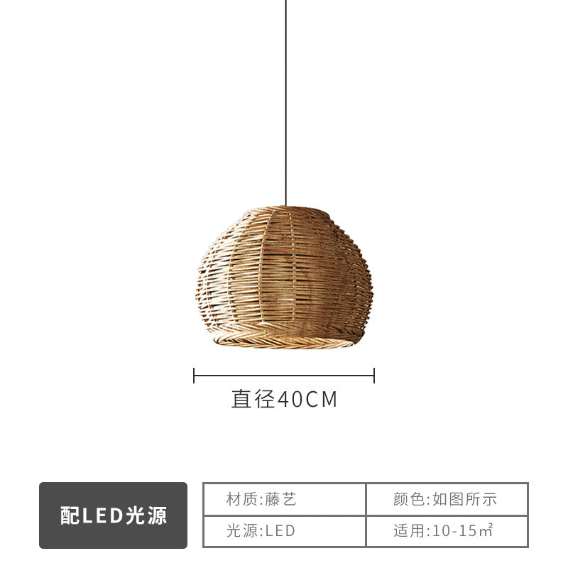 Wabi Silent Wind Catering Chandelier Chinese Living Room Dining Room Tea Room Zen Light Homestay Study Bedside Japanese Rattan Chandelier