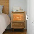 Japanese solid wood bedside table rattan bedroom wabi-sabi storage cabinet casual night light drawer medieval storage sofa side cabinet
