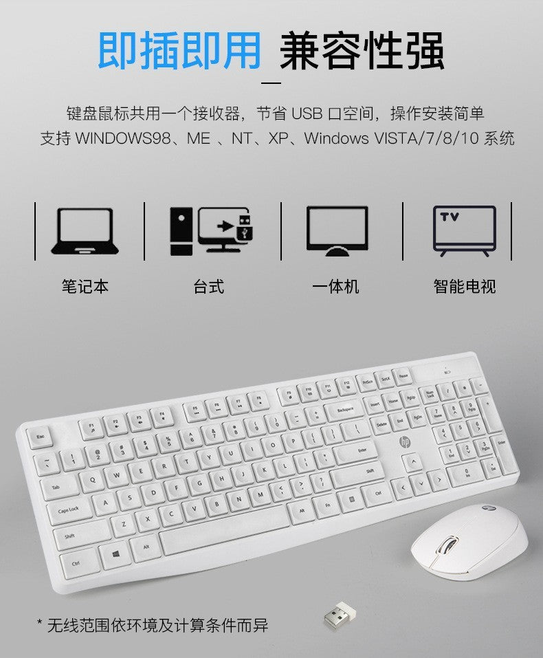 Hp cs10 wireless keyboard and mouse combo - wired desktop set for office, laptop, and home use
