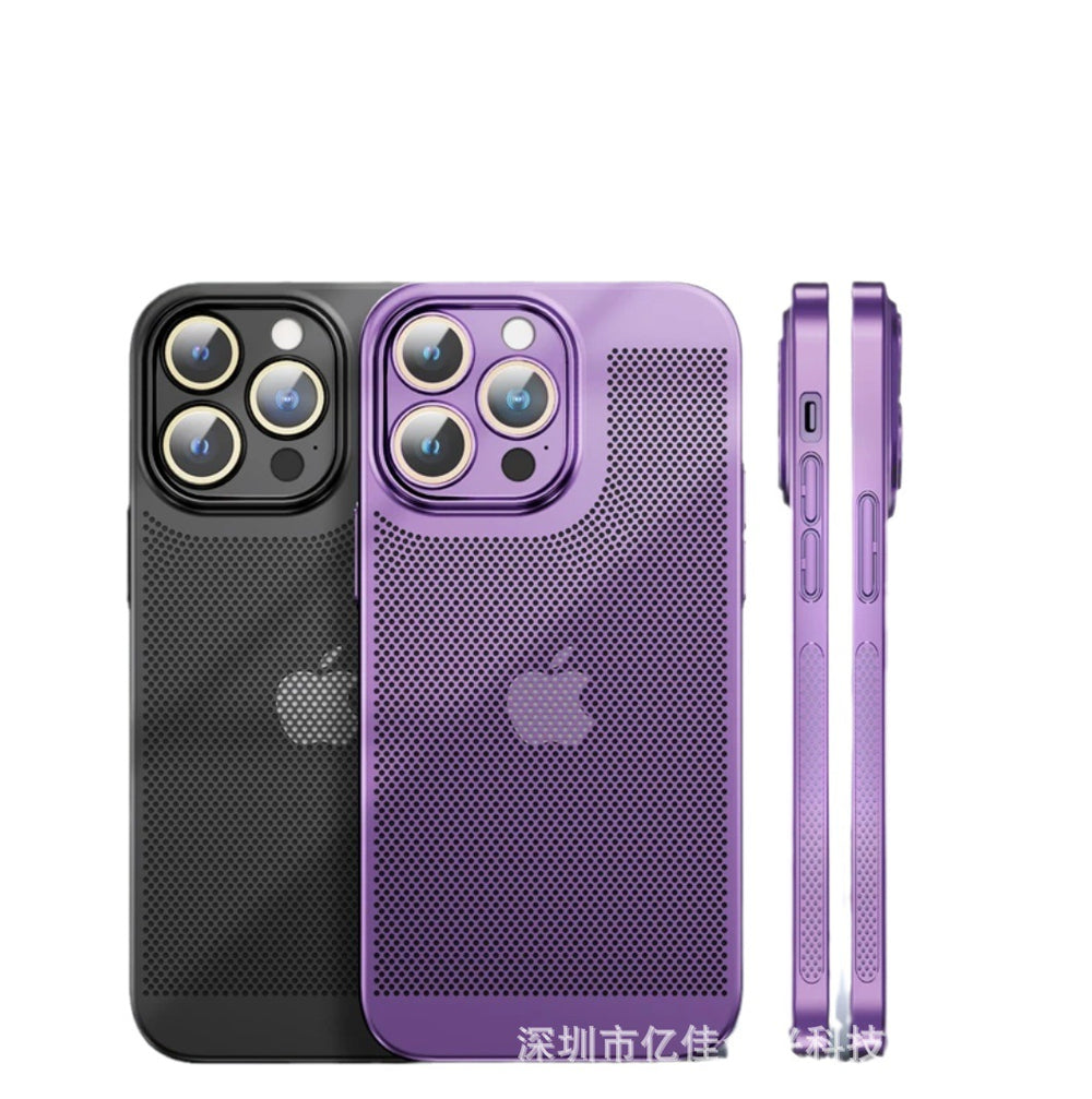 17 electroplated cooling mesh case for iphone 16 pro max, cooling phone case for iphone 15, apple 13 full coverage protective case