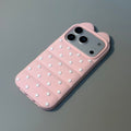 Cat ear custard polka dot puff compatible with apple 17 phone case simple soft and waxy iphone 16 side cat claw case 15