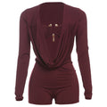 European and american style  spring/summer new arrivals: edgy streetwear sexy hot girl deep v low-cut solid color slim-fit jumpsuit