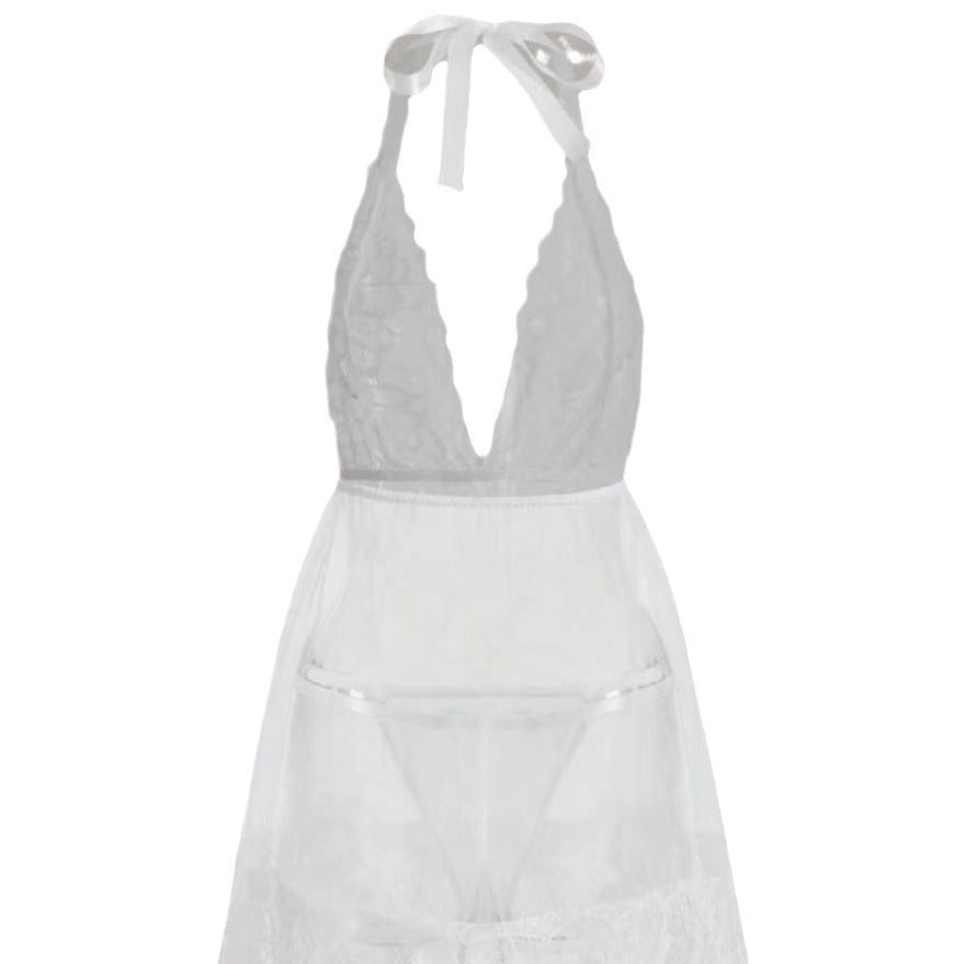 european and american southeast asian sexy see-through mesh lace lingerie see-through halter suspender skirt 3319