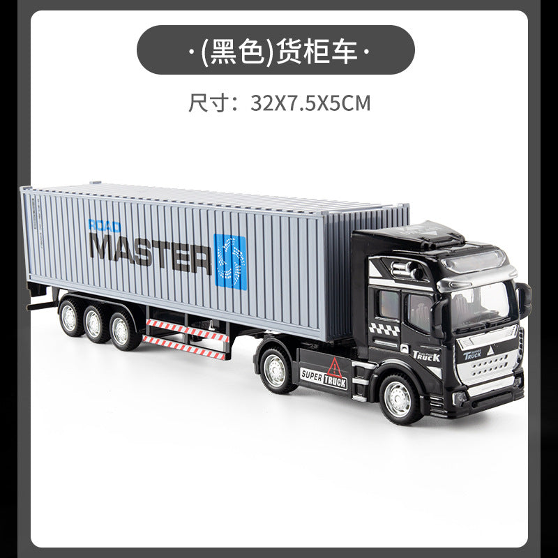 Die-cast alloy semi-truck toy - kids' playset with trailer, container transport, and realistic container model - perfect for young truck enthusiasts!