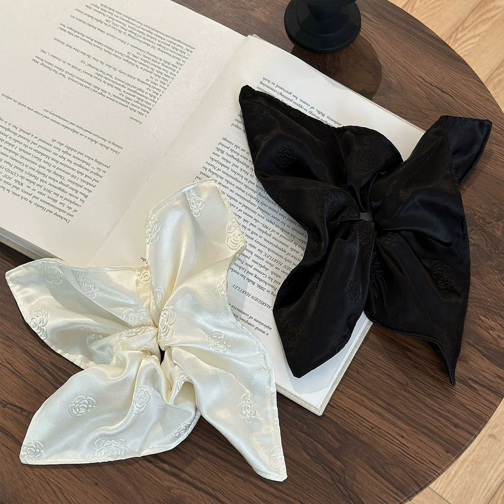 Camellia pear white satin square scarf hair tie low ponytail ball hair accessories hair curler spring hair tie handmade camellia
