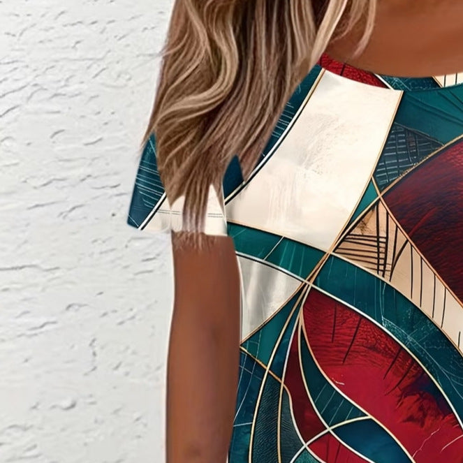 wholesale women's short-sleeved dresses, fashionable women's dresses for spring, summer, and autumn, new cross-border printed designs