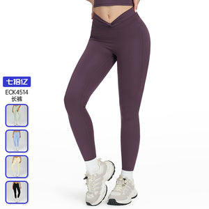 nude feel tight yoga pants cross high waist twist fitness pants outdoor running exercise pants 4514