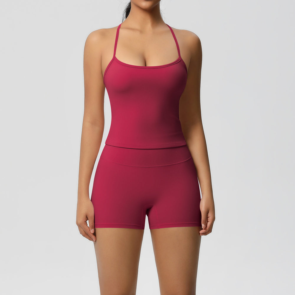 Ready-to-ship, solid color, double-sided brushed, racerback, longline tank top for women. perfect for running, fitness, yoga, and other workouts
