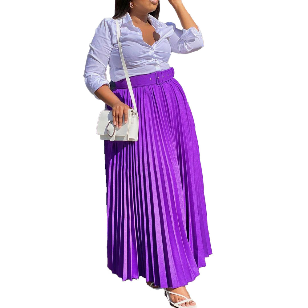 C8499p in stock with belt european and american clothing elegant elegance pleated stylish large skirt skirt export skirt
