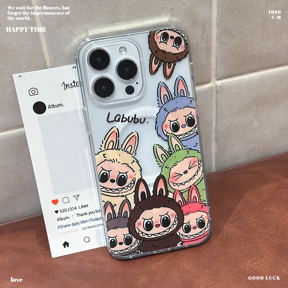 Magnetic case for apple 17, labubu iphone 16 shockproof protective cover with magnetic tail, labubu design