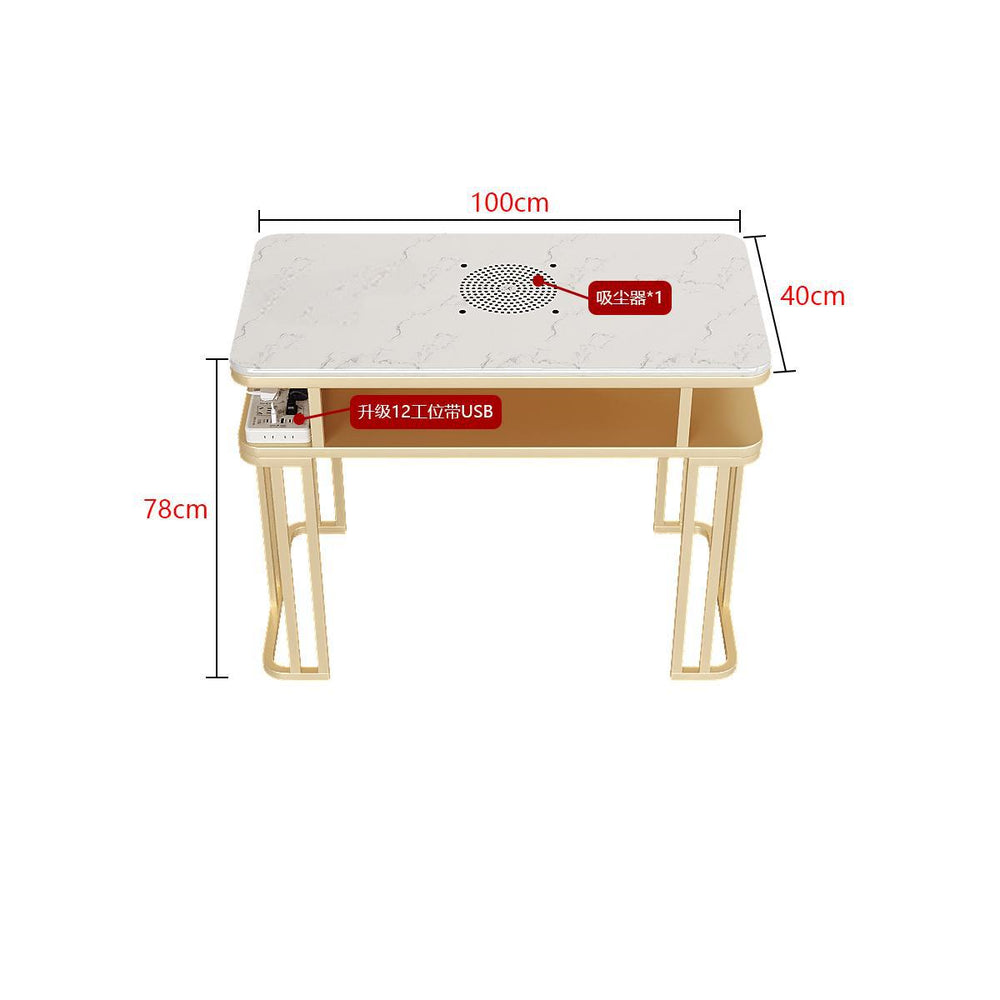 New arrivalpopular nail art table and chair suit single double light luxury vacuum cleaner makeup nail art shop manicure table imitation marble
