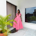 European and american cross-border new women's bow-tie waist fashionable swing dress - hot seller in africa and europe