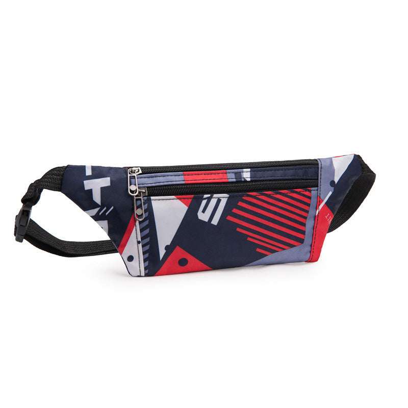 Fanny pack men's ins Japanese trendy brand canvas bag printed breast bag satchel wholesale student sports versatile messenger bag