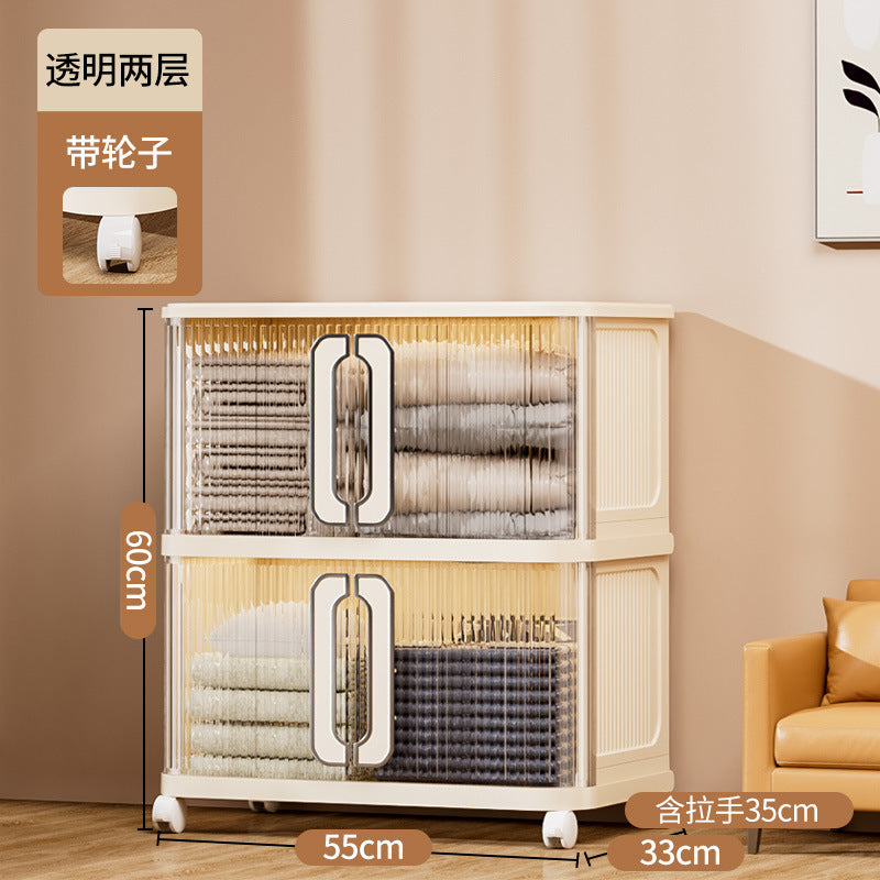Large capacity cream wind storage cabinet quilt wardrobe free installation folding storage shelf storage box locker
