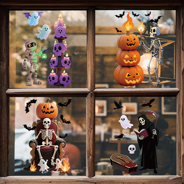 Halloween Haunted House Stickers  Cross Border Witch Ghost Bat Window Stickers Halloween Glass Stickers