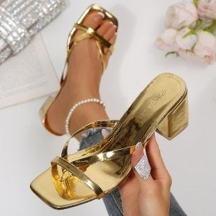 Plus size women's summer sandals & slippers for export - chunky heel, square toe, high heel, new  collection