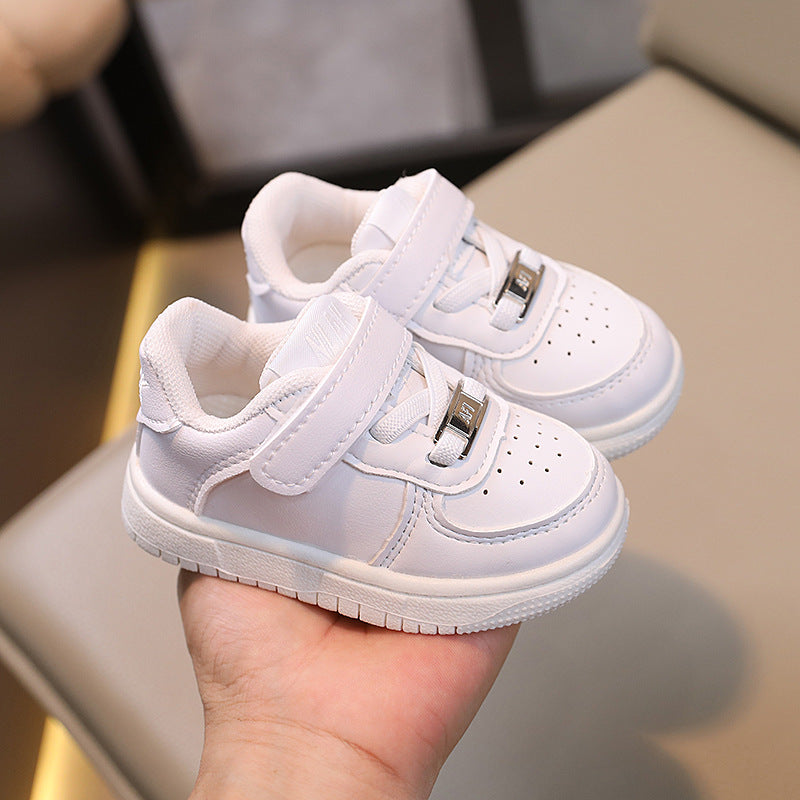 Kids' & baby's sneakers: spring/autumn boys' shoes, first walkers, soft sole, non-slip, girls' breathable athletic white shoes, ages 1-6