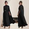 C7279 cross-border   fashion women's elegant high-end cinched waist shawl party dress
