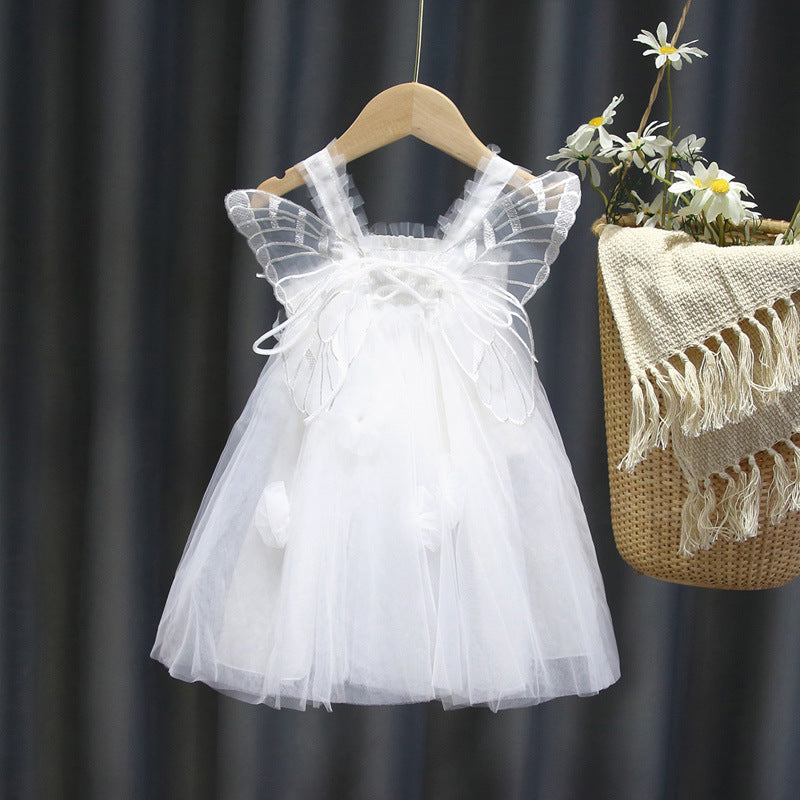 Girls' mesh suspender summer dress - new angel princess style, kids' vest, puffy, cute children's clothing