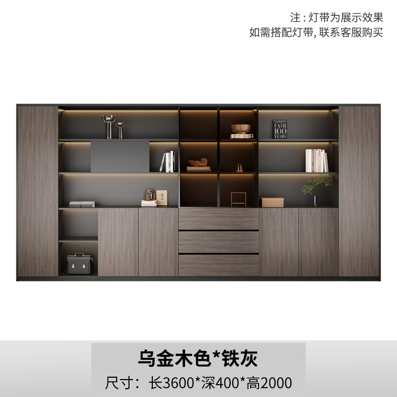 New chinoiserie office file cabinet wooden bookcase boss table background cabinet wall-mounted floor-standing five or six-door cabinetaccessible luxury