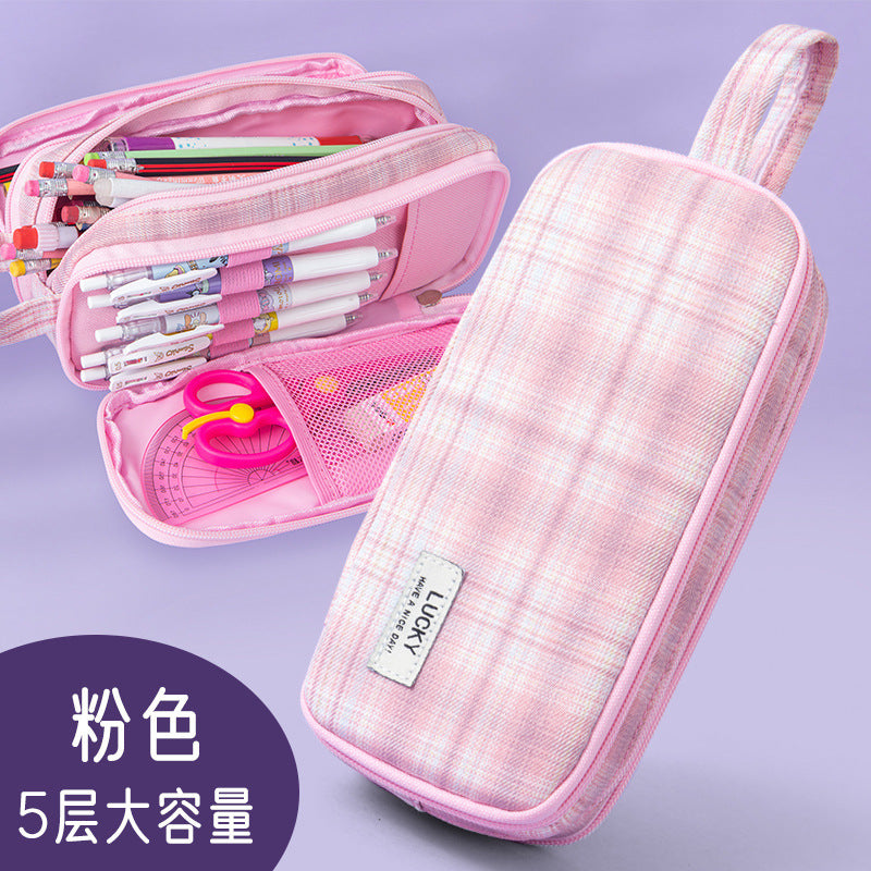 Pencil bag JK wind girl heart college wind stationery box large capacity female multi-functional student ins high value stationery bag