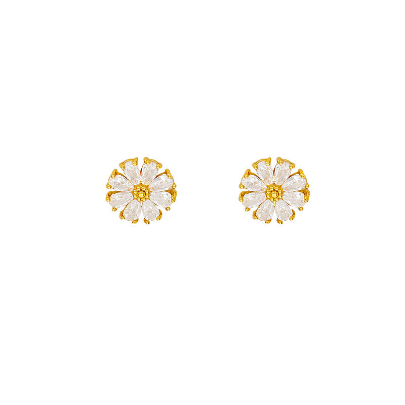 S925 sterling silver needle luxury zircon flower stud earrings - women's fashionable, versatile, unique, and elegant earrings