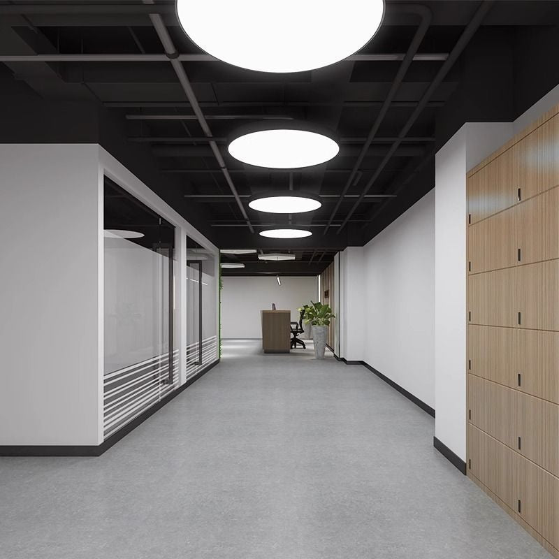 Led round ring pendant light - industrial style lighting fixture for office, gym, store, and hallway