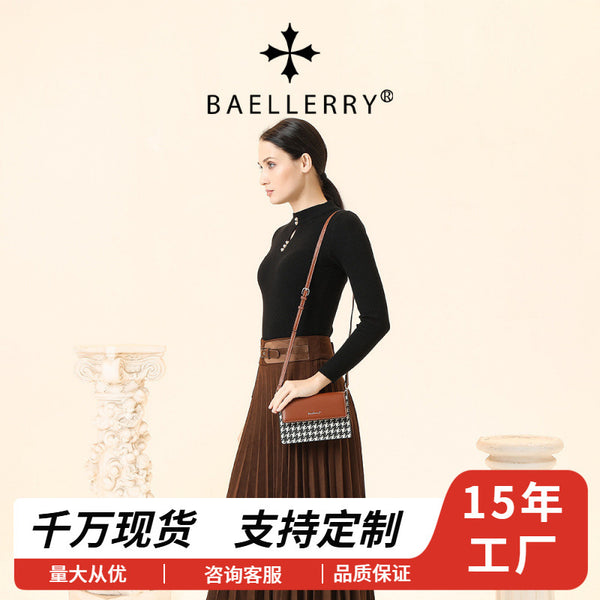 Versatile new Baellerry women's small square bag Korean version of thousand bird grid color matching single shoulder oblique span women's bag mobile phone bag