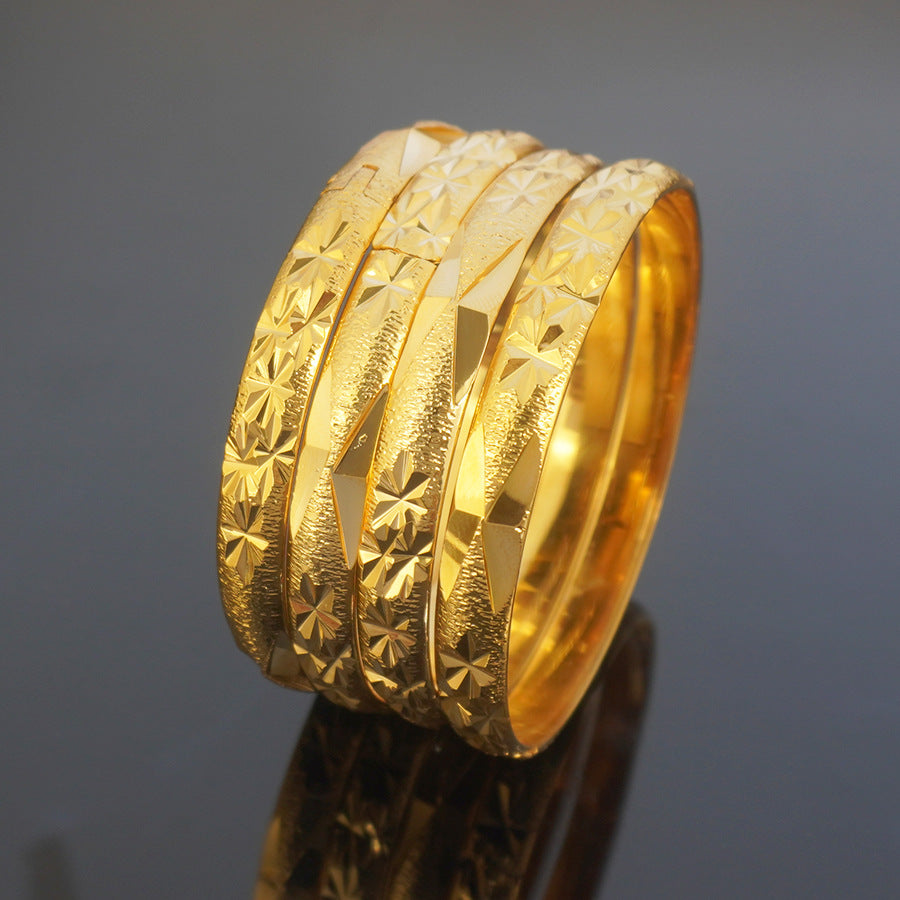 4-piece 8mm gold-tone african & middle eastern bangle set - dubai ethiopian women's jewelry with vacuum plating and color retention