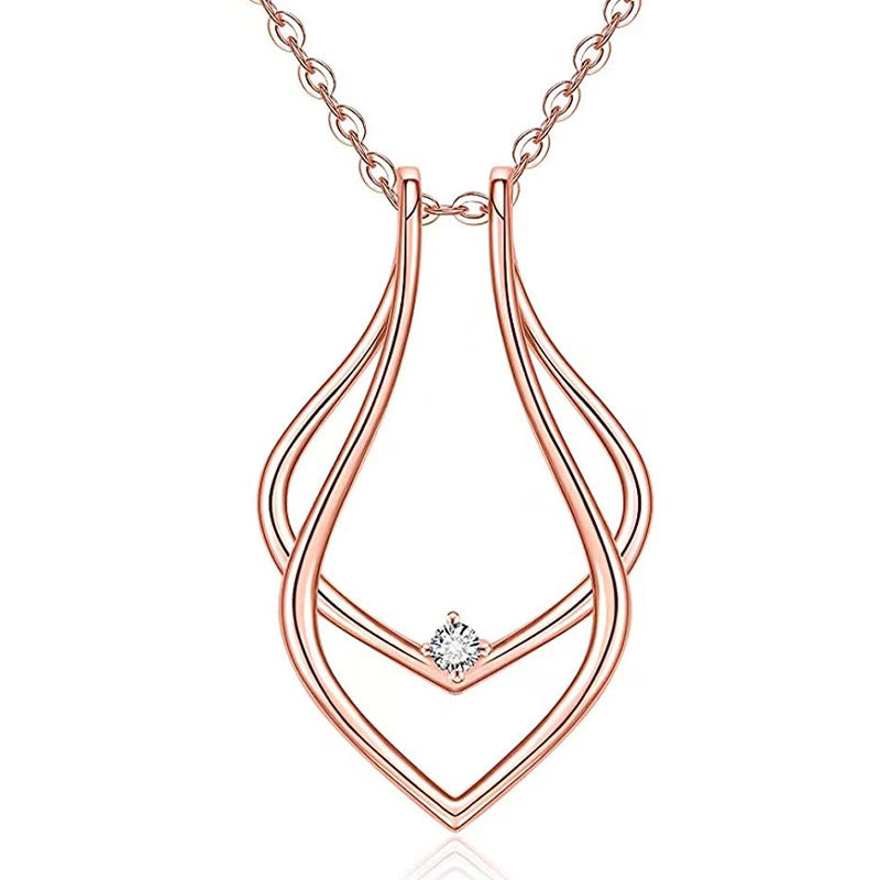 New arrival: european & american fashion geometric ring stand necklace wedding magic engagement safety pendant necklace gift