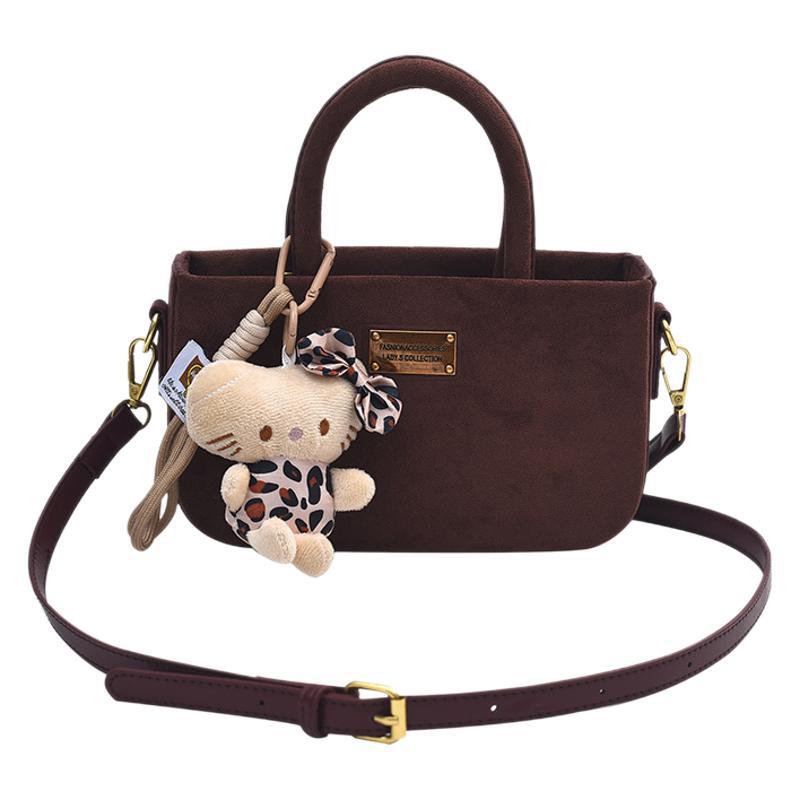 Frosted box bag, hand carry small bag, women's 2025 new autumn and winter retro suede messenger bag, mobile phone bag.