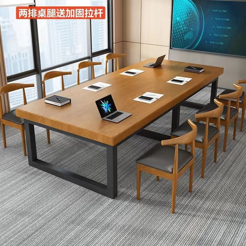 Solid wood conference table, reception table, long table, large board table, european style negotiation table, industrial style training table, office table for home