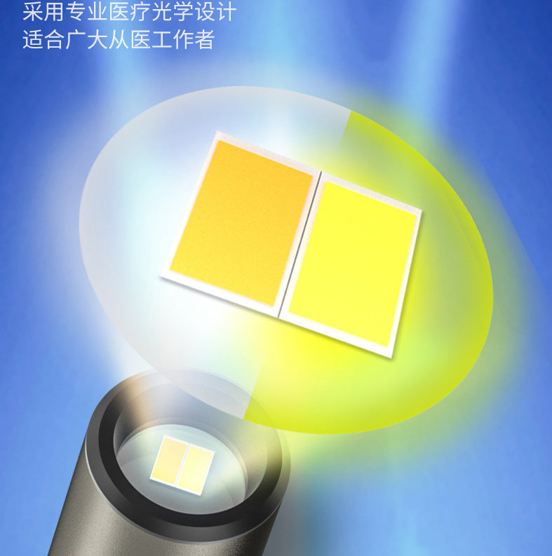 Cross-border LED white light + yellow light pen light, built-in TYPE-C charging with pen holder, compact and portable, mini flashlight