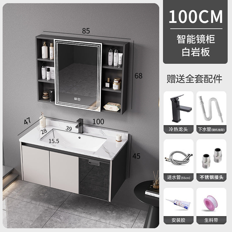 Bathroom thickened space aluminum honeycomb bathroom cabinet wash basin wash storage cabinet waterproof moisture-proof smart beauty mirror
