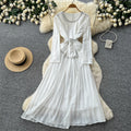 Korean style red long-sleeved a-line bodycon dress - women's spring/summer commute-friendly, slimming, pleated maxi skirt