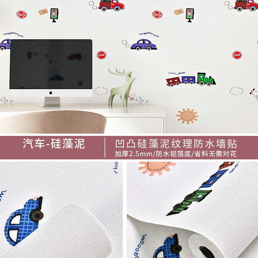 Super thick wallpaper, self-adhesive diatom mud, linen wall sticker, soft and hard wall covering, wall covering, renovation of living room, bedroom background wallpaper