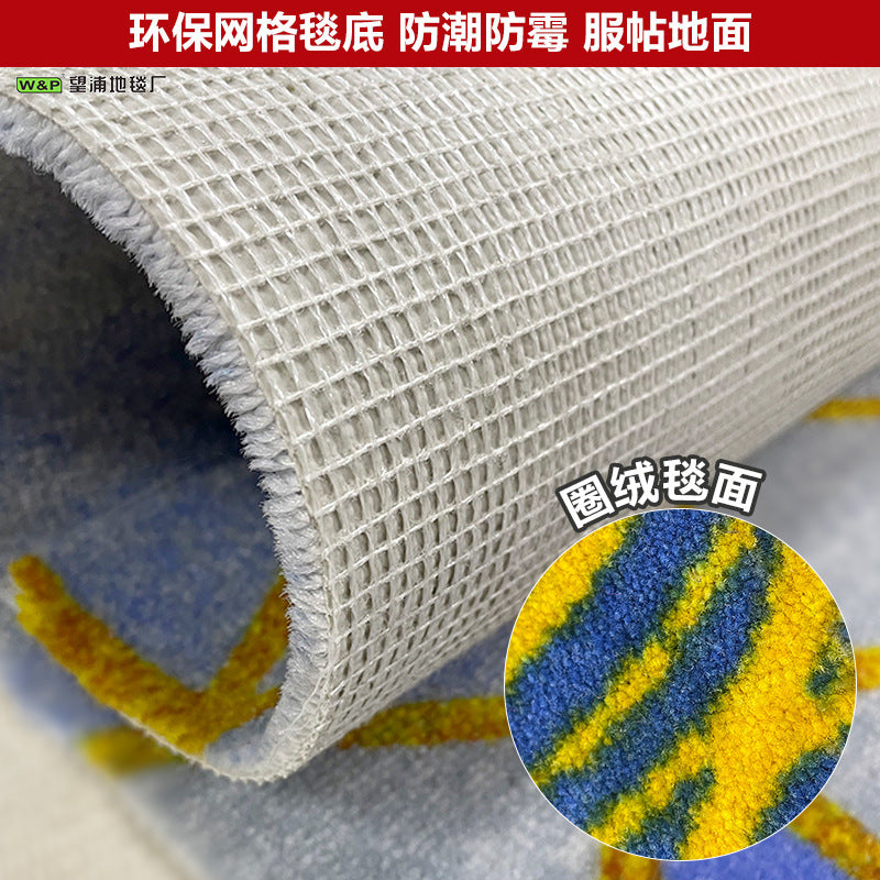 Custom billiard hall carpet - full coverage, printed design, large area, hotel & commercial billiard room nylon fire-retardant b1 carpet