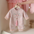 Newborn full month, 100-day, and first birthday baby rompers - chinese style bodysuits, traditional outfits, crawling suits, spring/autumn formal wear, trendy styles