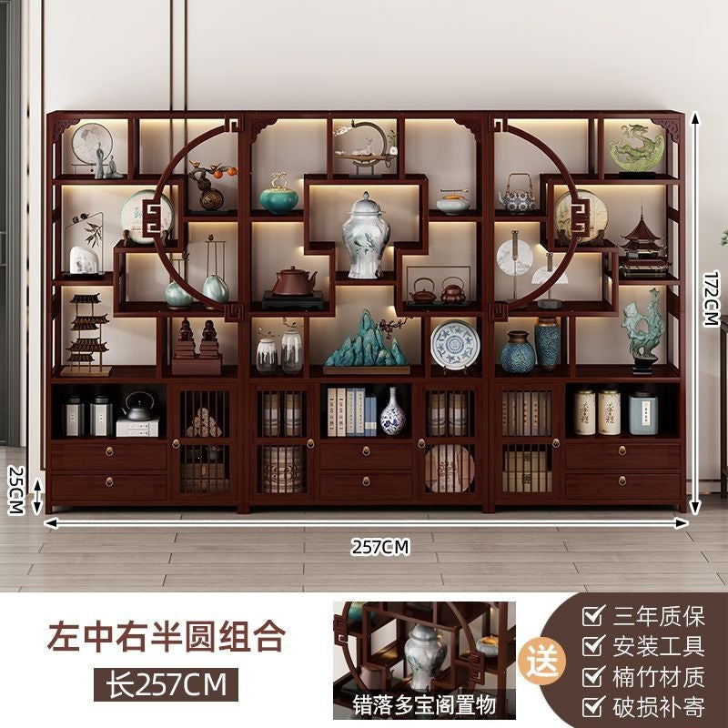 Chinoiserie bogu rack tea set storage rack living room tea display rack duobao pavilion for home tea cabinet purple clay pot display rack