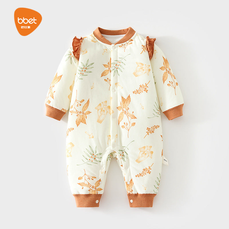 Babibele baby cotton-padded romper, quilted autumn/winter bodysuit, seamless onesie, lightweight cotton, thickened, snap-crotch crawling suit for infants and toddlers