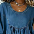 fashion  new arrivalcasual round neck elegant summerfashiontrendy short sleeve dress