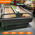 Horizontal commercial double-sided large capacity fruit, vegetable, and fresh meat refrigerated display case - double-sided refrigerator showcase