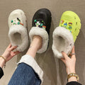 Women's winter cotton slippers - thickened plush, detachable warm home slippers for couples, indoor use, postpartum care, fuzzy slippers