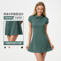 Summer midi dress women's waist slimming tennis dress comfortable breathable short sleeve sports yoga dress dss068