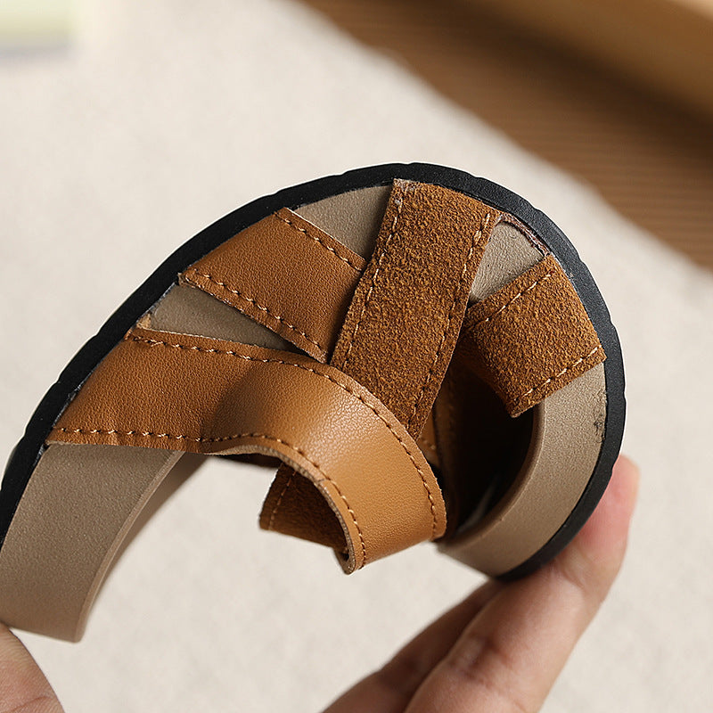 Boys' cork sandals - new summer open-toe kids' shoes - indoor/outdoor soft sole sandals - big & tall boys' flip-flops