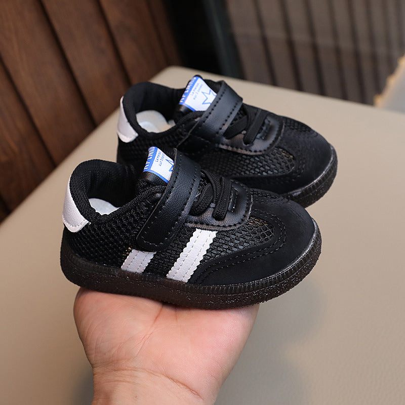 Spring and summer kids single mesh breathable casual shoes girl k-style velcro soft bottom mesh shoes sneakers boys german training shoes