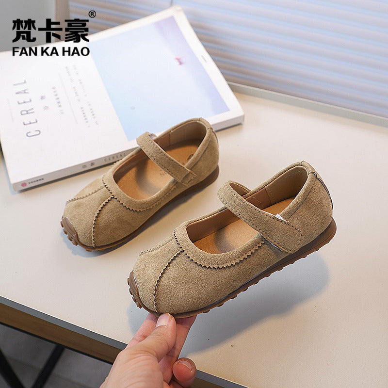 Vancahao niche style design k-style girl mary jane princess shoes  spring & fall new arrivalkids suede flats
