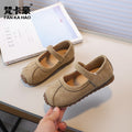 Vancahao niche style design k-style girl mary jane princess shoes  spring & fall new arrivalkids suede flats